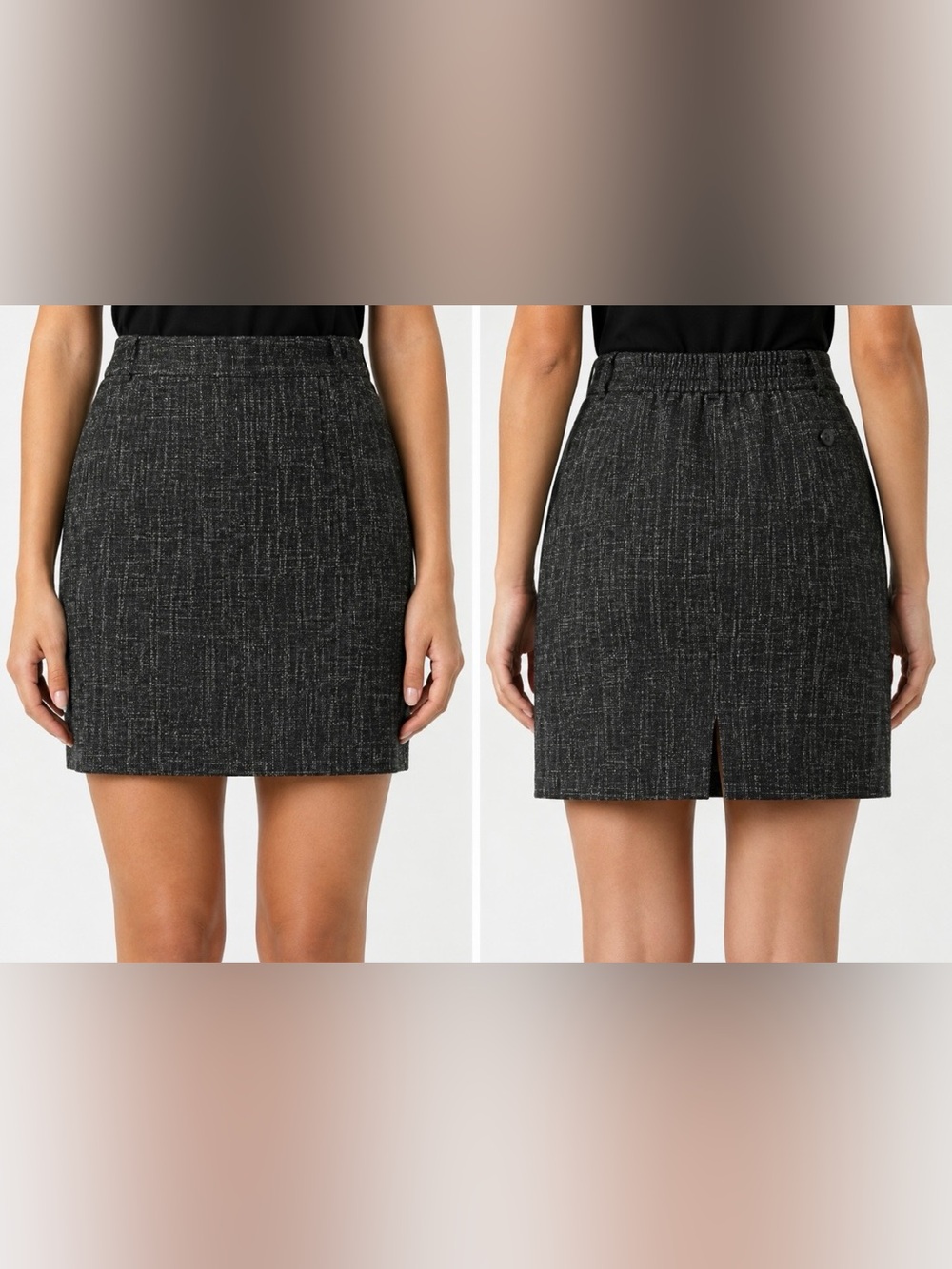 Larry Levine Charcoal Textured Pencil Skirt